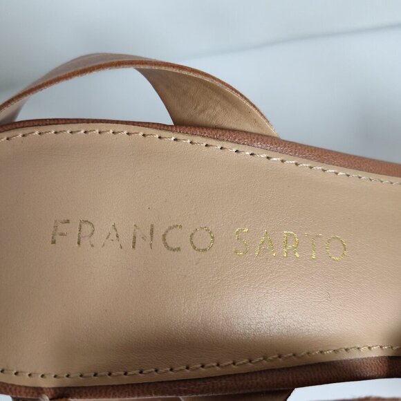 Ladies SZ 8-1/2 Franco Sarto Tan Leather Platform Sandal - Picture 6 of 7